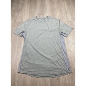 LULULEMON Active‎ Shirt Mens Large L Vented Heathered Gray Chest Pocket Running